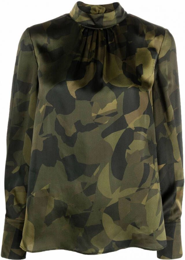 ASPESI Blouse met camouflageprint Groen
