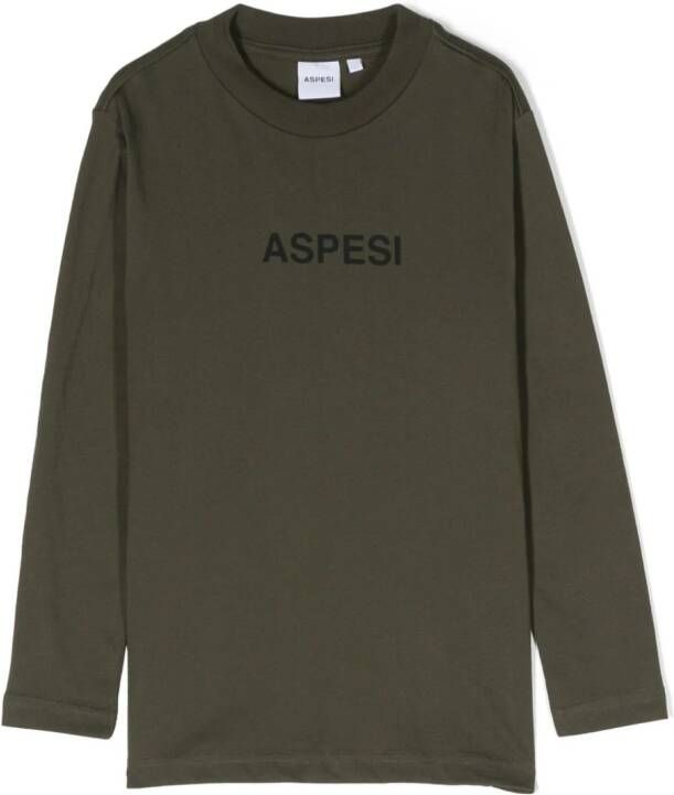 Aspesi Kids T-shirt met logoprint Groen