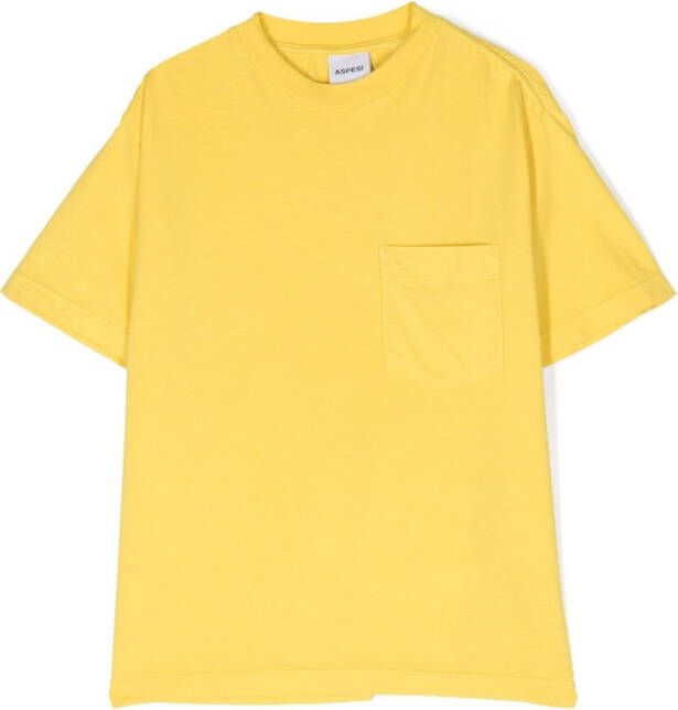 Aspesi Kids T-shirt met opgestikte zak Geel