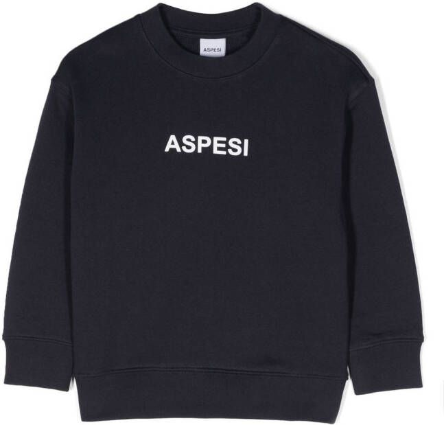 Aspesi Kids Sweater met logoprint Blauw