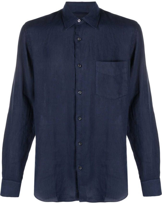 ASPESI Overhemd met puntige kraag Blauw