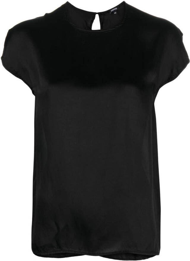 ASPESI Satijnen blouse Zwart
