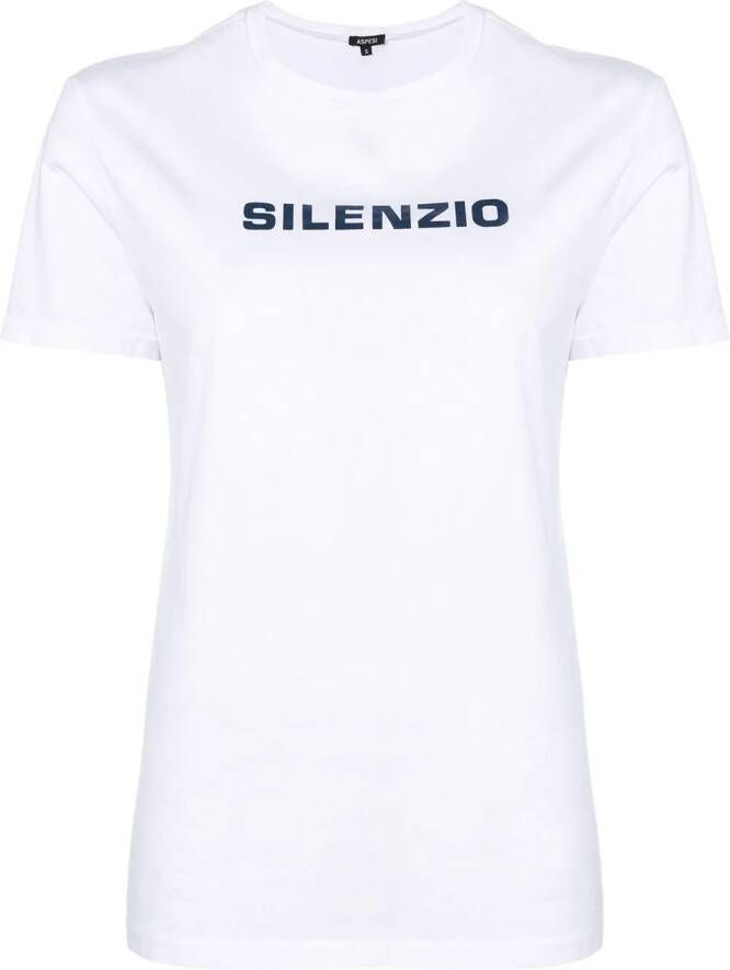 ASPESI T-shirt met Silenzio print Wit