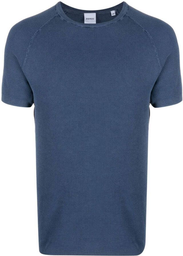 ASPESI T-shirt met wafel-effect Blauw