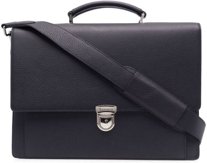 Aspinal Of London City leren aktetas Blauw