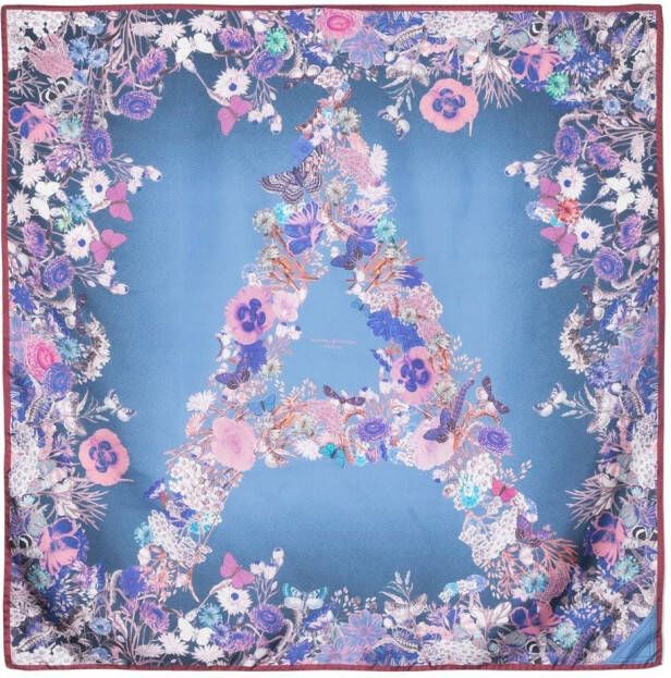 Aspinal Of London Sjaal met bloemenprint Blauw