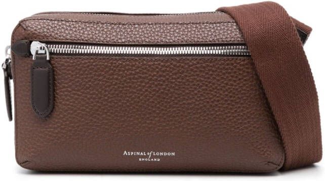 Aspinal Of London Reporter Compact leren crossbodytas Bruin