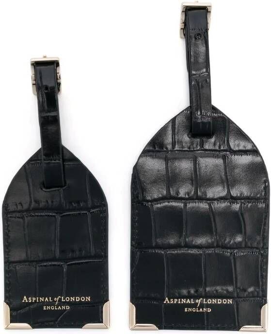 Aspinal Of London Set van twee bagage tags Zwart