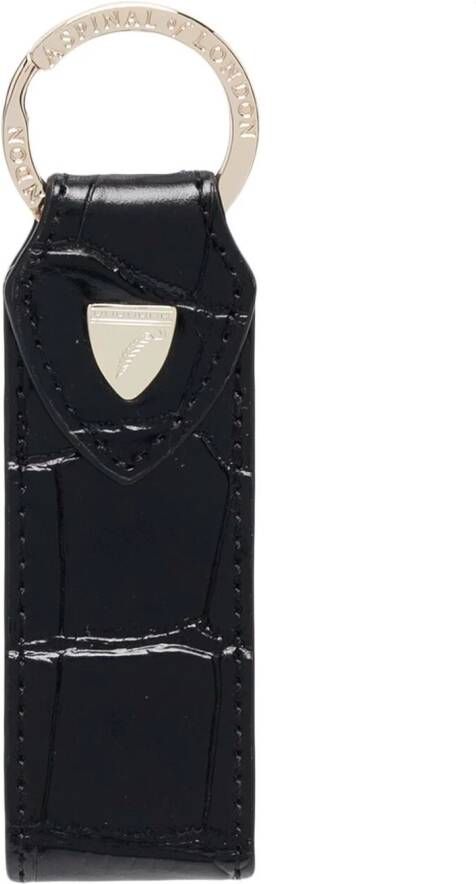 Aspinal Of London Sleutelhanger met krokodillenleer-effect Zwart