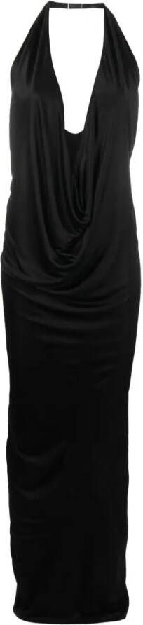 Atlein Maxi-jurk met V-hals Zwart
