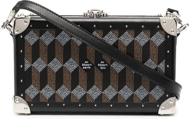 Au Départ Trunk clutch met monogram Zwart