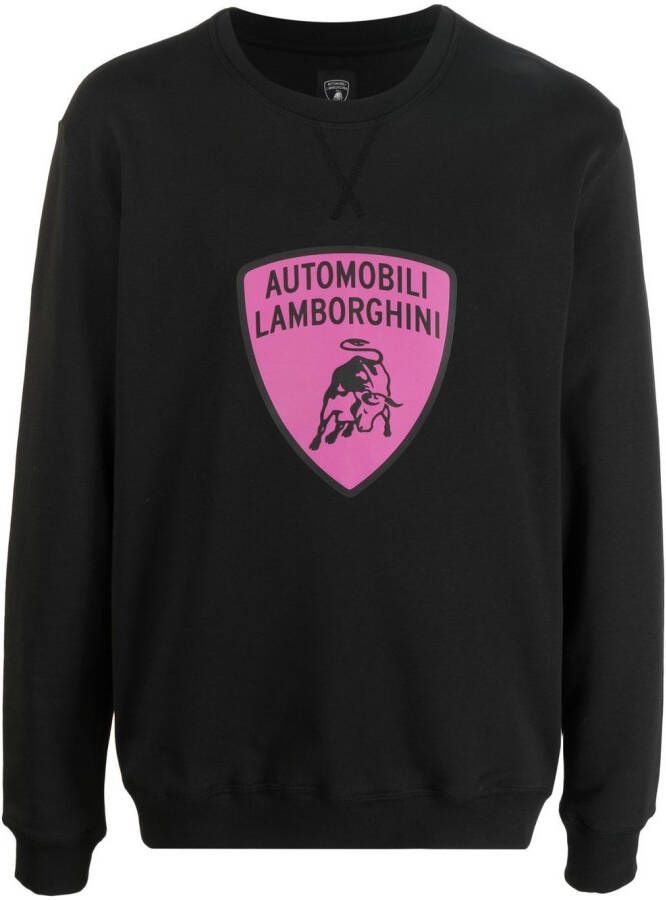 Automobili Lamborghini Sweater met logoprint Zwart