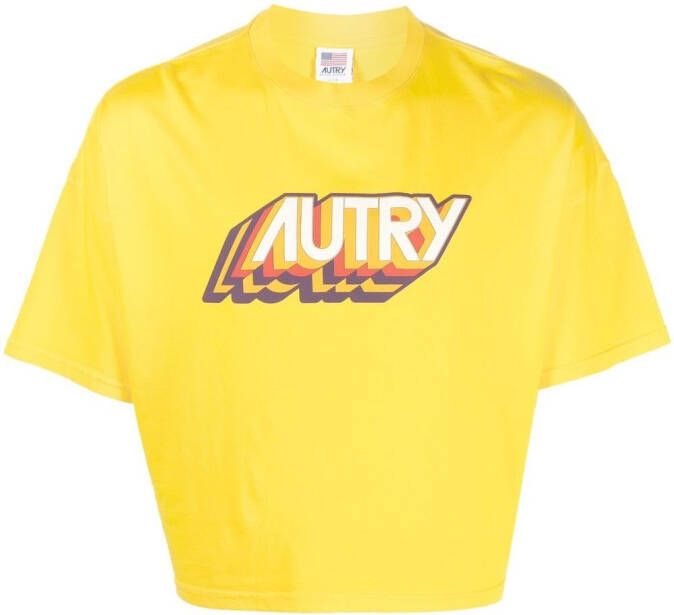 Autry T-shirt met logoprint Geel