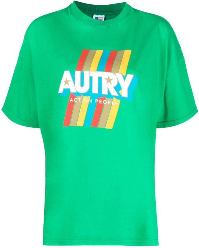 Autry T-shirt met logoprint Groen