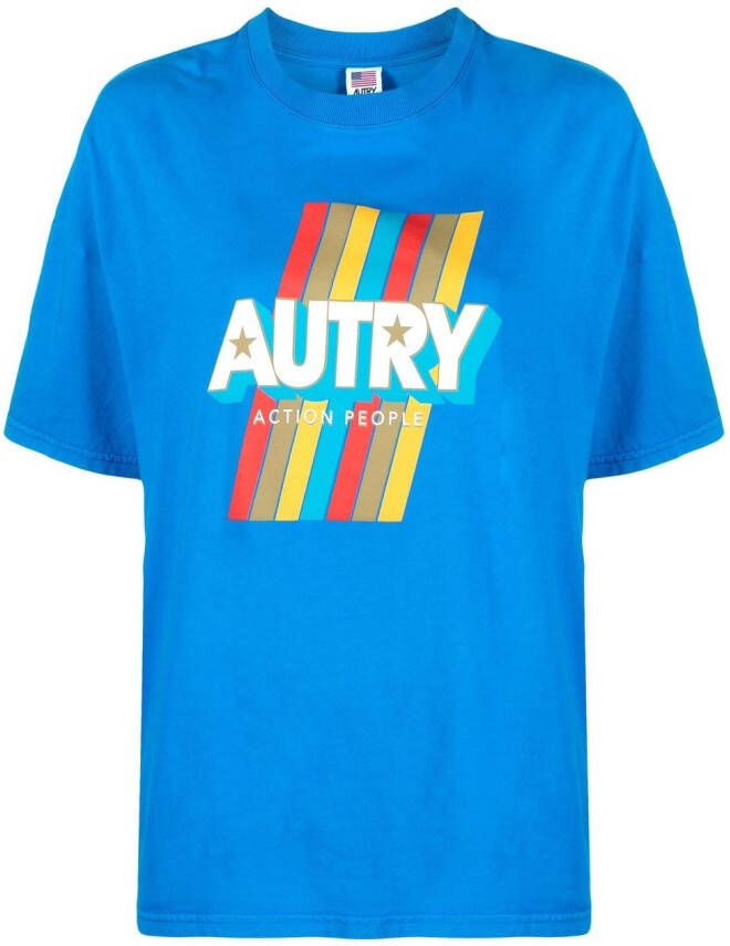 Autry T-shirt met logoprint Blauw