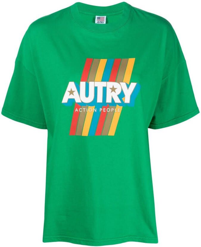 Autry T-shirt met logoprint Groen