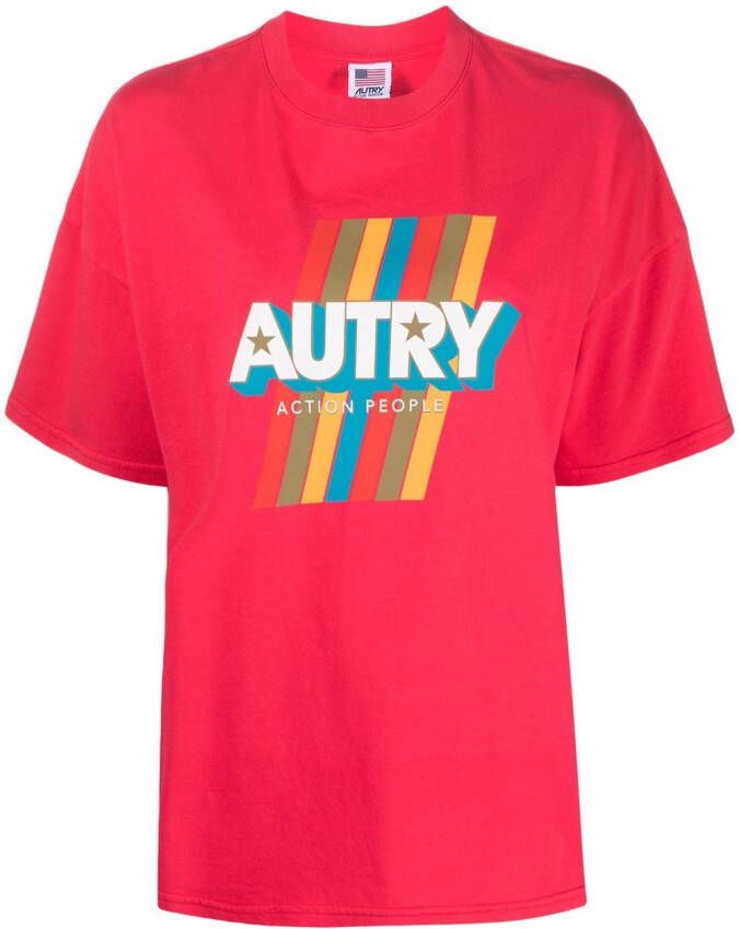Autry T-shirt met logoprint Roze