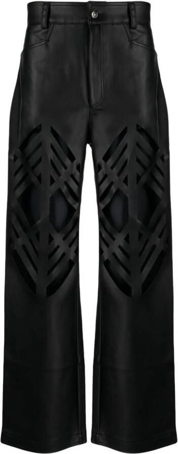 AV Vattev laser-cut straight-leg trousers Zwart