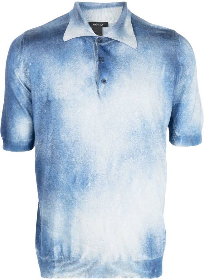 Avant Toi Poloshirt met gerafeld-effect Blauw