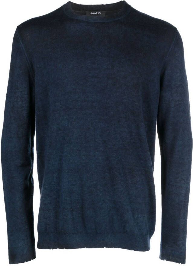 Avant Toi Sweater met gerafelde rand Blauw
