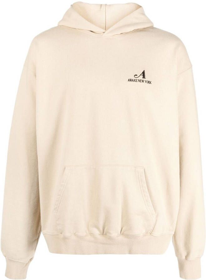 Awake NY Hoodie met geborduurd logo Beige