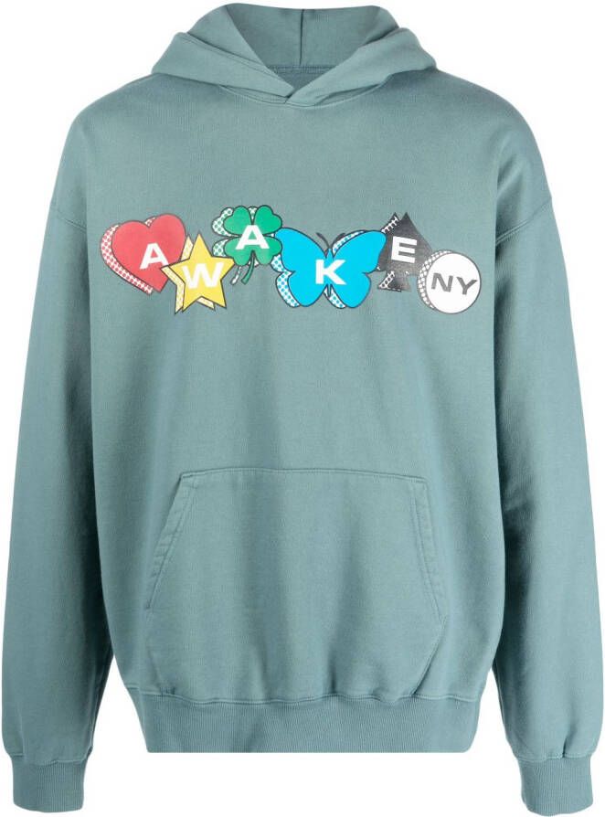 Awake NY Hoodie met logoprint Blauw