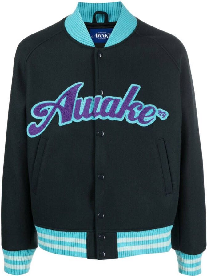 Awake NY Bomberjack met logoprint Blauw