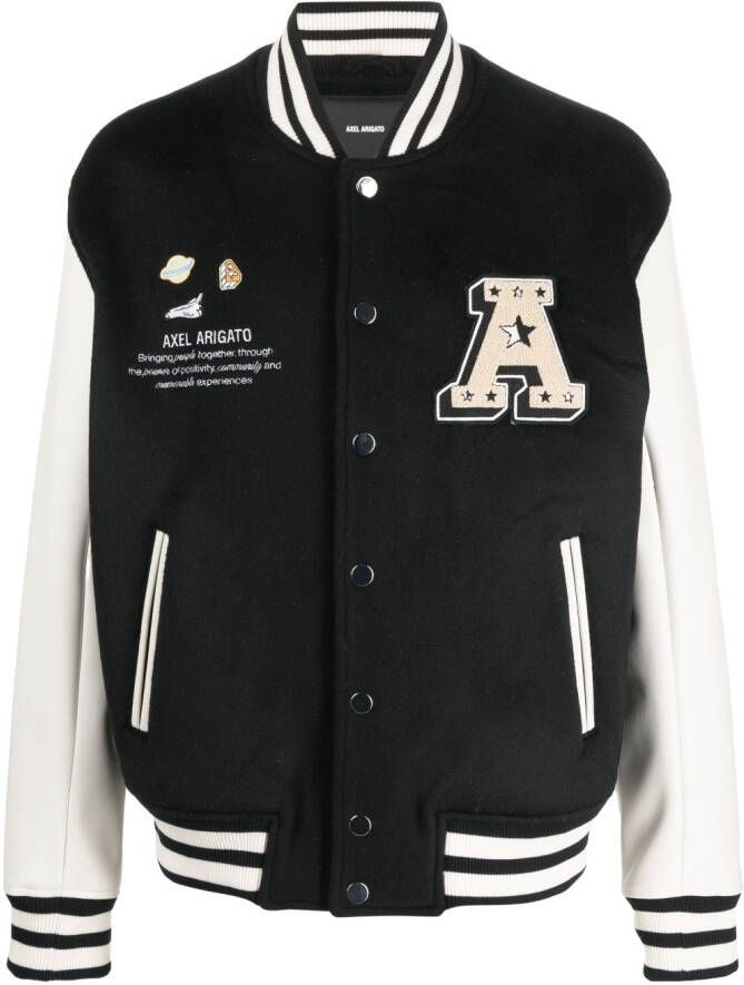 Axel Arigato appliqué-lettering bomber jacket Zwart
