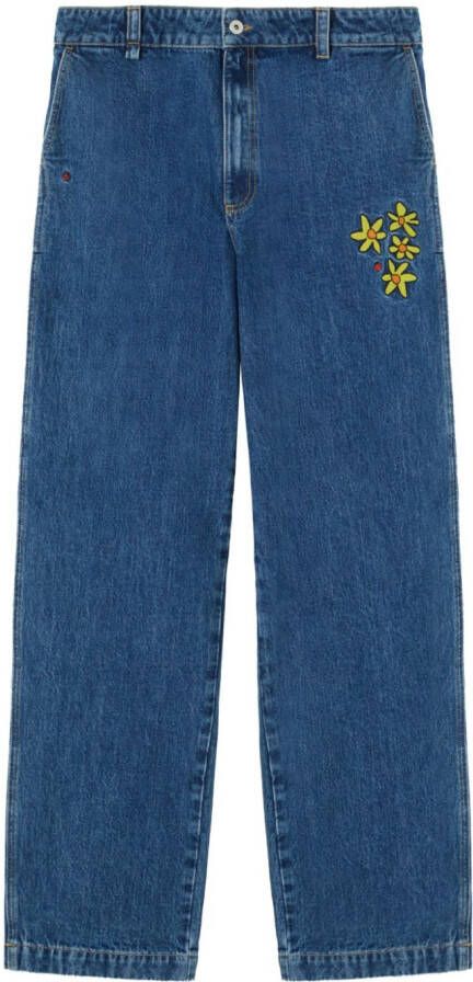 Axel Arigato Jeans met geborduurde bloemen Blauw