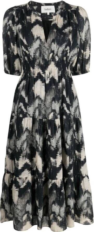 Ba&Sh Anissa abstract-print midi dress Zwart