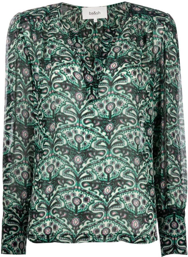 Ba&Sh Mouwloze blouse Groen