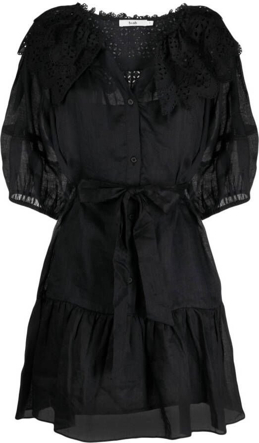 B+ab Mini-jurk met broderie detail Zwart