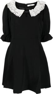 B+ab Midi-jurk met kraag van kant Zwart