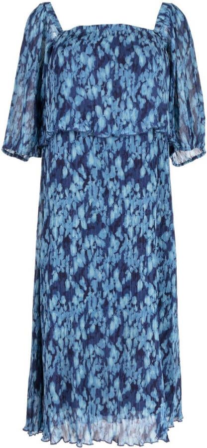 B+ab Midi-jurk met plissé-effect Blauw