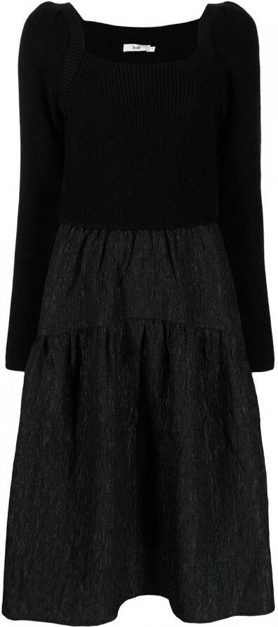 B+ab Midi-jurk met vierkante hals Zwart