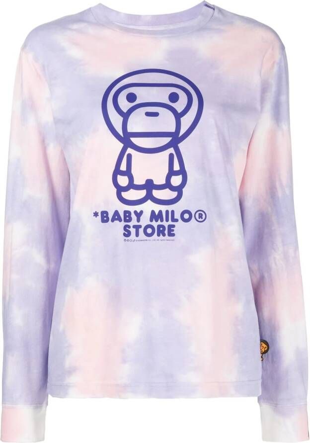*BABY MILO STORE BY *A BATHING APE T-shirt met tie-dye print Paars