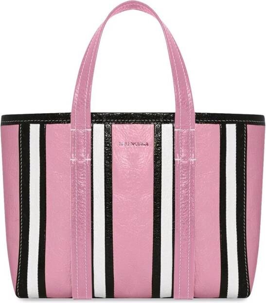 Balenciaga Barbès East-West gestreepte shopper Roze