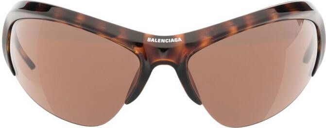 Balenciaga Eyewear Zonnebril met logoprint Bruin