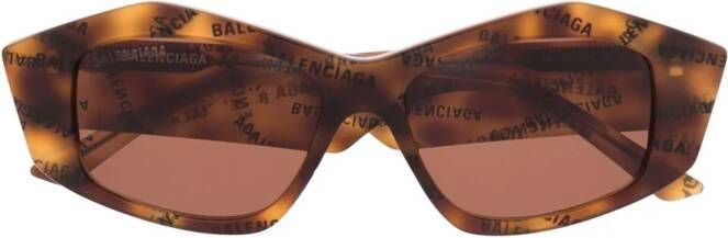 Balenciaga Eyewear Zonnebril met rechthoekig montuur Bruin