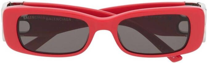 Balenciaga Eyewear Zonnebril met rechthoekig montuur Rood