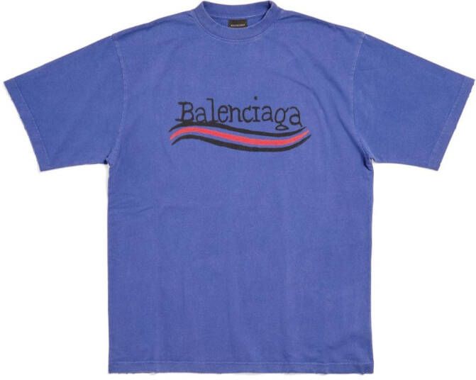 Balenciaga T-shirt met logo Blauw