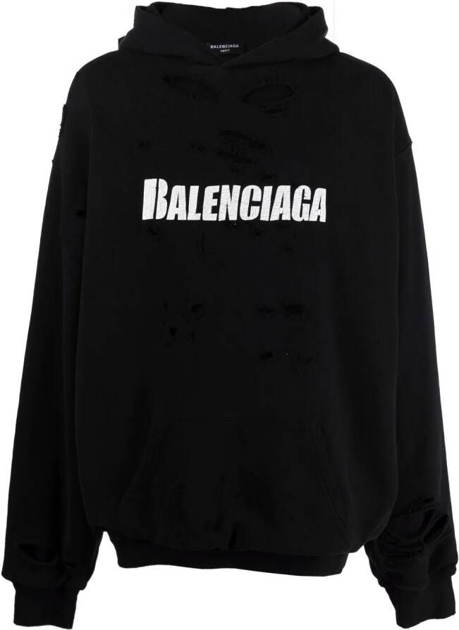 Balenciaga Hoodie met logoprint Zwart