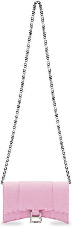 Balenciaga Hourglass portemonnee met ketting Roze