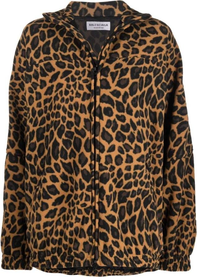 Balenciaga Jas met luipaardprint Beige