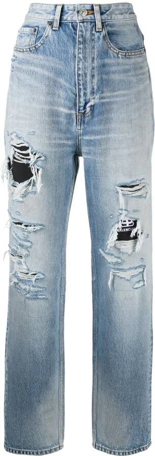 Balenciaga Jeans met gerafeld detail Blauw