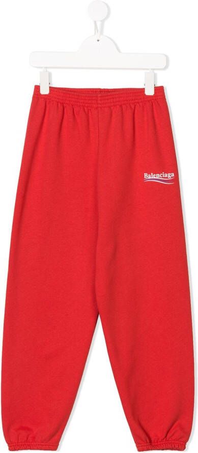 Balenciaga Kids broek met logo-printbaan Rood