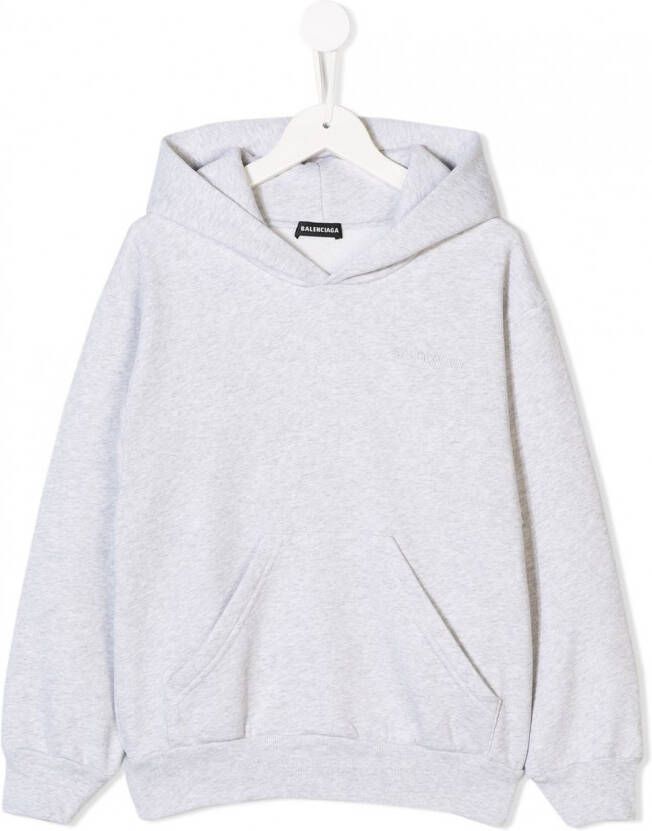 Balenciaga Kids geborduurde hoodie met logo Grijs