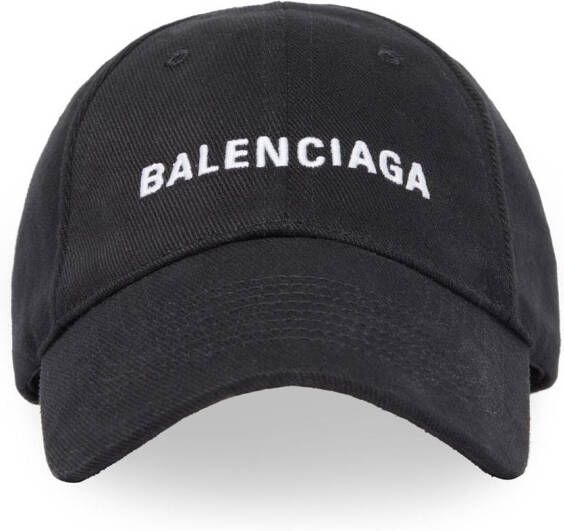 Balenciaga Kids Honkbalpet met geborduurd logo Zwart