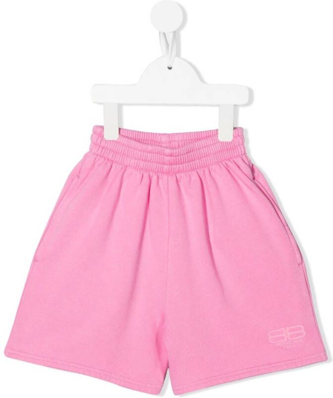 Balenciaga Kids Shorts met geborduurd logo Roze