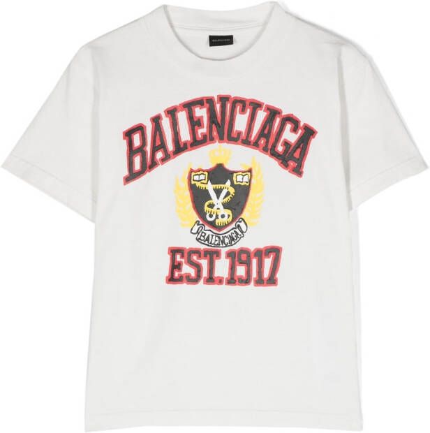 Balenciaga Kids T-shirt met logoprint Wit